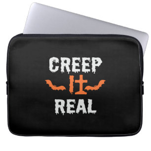 Halloween Creep It Real Funny Bat Birthday Laptop Sleeve