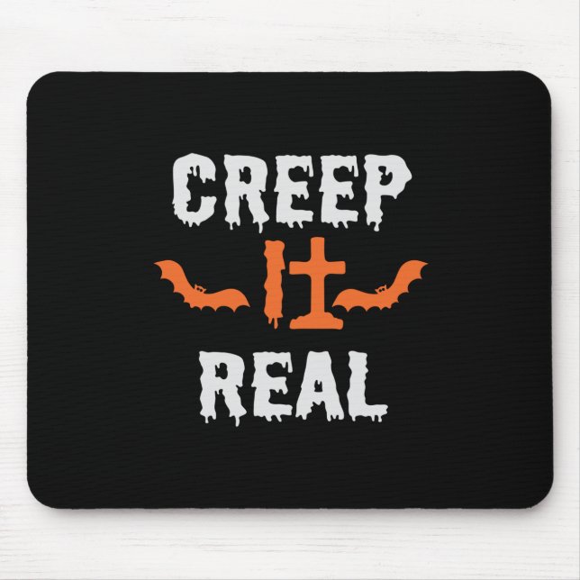 Halloween Creep It Real Funny Bat Birthday Mouse Mat (Front)