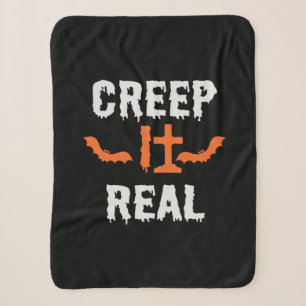 Halloween Creep It Real Funny Bat Birthday Sherpa Blanket