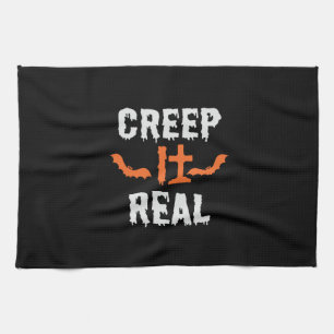 Halloween Creep It Real Funny Bat Birthday Tea Towel