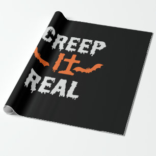 Halloween Creep It Real Funny Bat Birthday Wrapping Paper