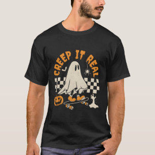 Halloween Creep It Real Ghost Skateboard For T-Shirt