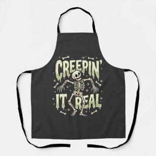 Halloween Creepin It Real Dancing Skeleton Design Apron