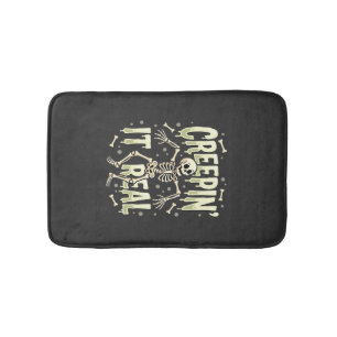 Halloween Creepin It Real Dancing Skeleton Design Bath Mat