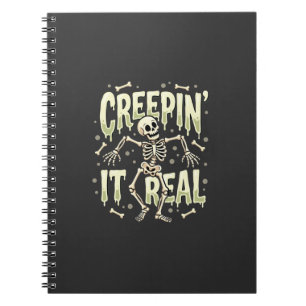 Halloween Creepin It Real Dancing Skeleton Design Notebook