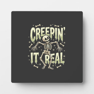 Halloween Creepin It Real Dancing Skeleton Design Plaque