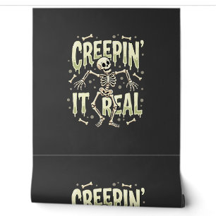 Halloween Creepin It Real Dancing Skeleton Design Wallpaper