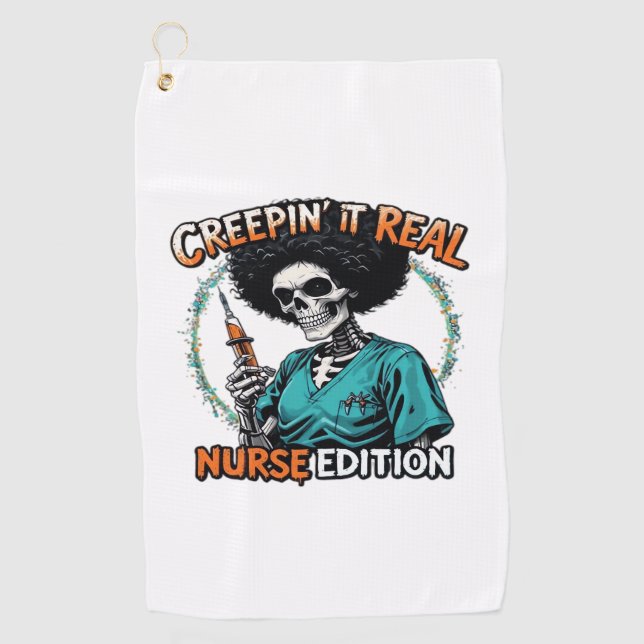 Halloween Creepin It Real! Nurse Edition Classic T Golf Towel (Front)