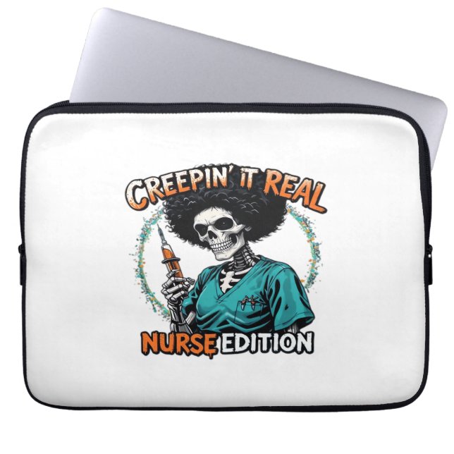 Halloween Creepin It Real! Nurse Edition Classic T Laptop Sleeve (Front)