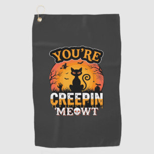 Halloween Creepin Meowt Black Cat Witch Design Golf Towel