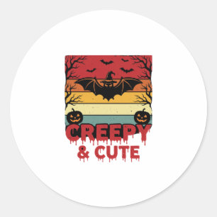 Halloween Creepy and Cute Vintage Bat Classic Round Sticker