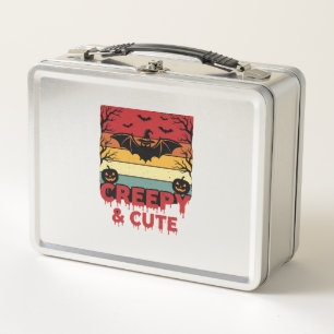 Halloween Creepy and Cute Vintage Bat Metal Lunch Box