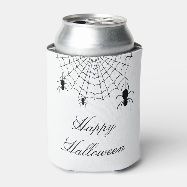 Halloween Creepy Black Spiders Can Cooler (Can Front)