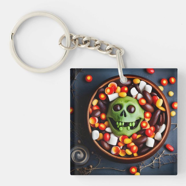 Halloween Creepy Candy Bowl Key Ring (Front)