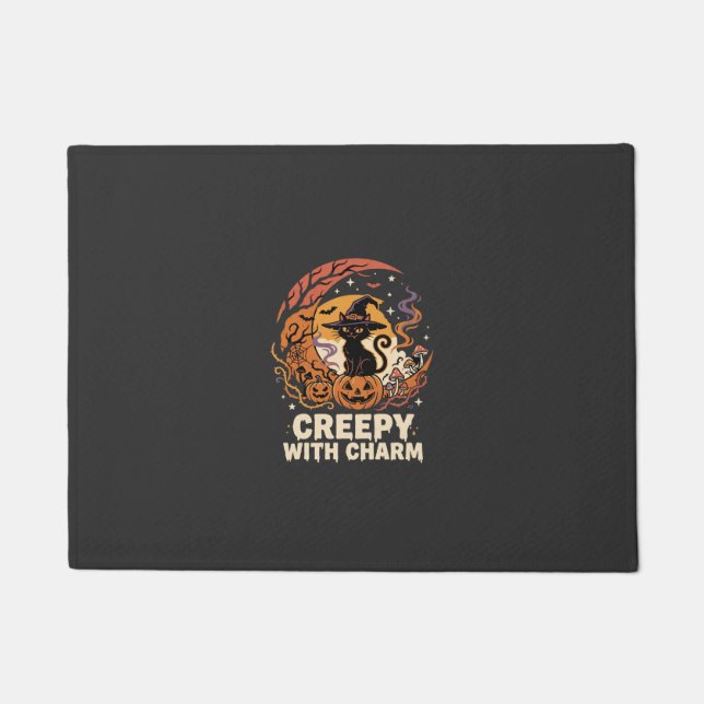 Halloween Creepy Charm Cat Doormat (Front)