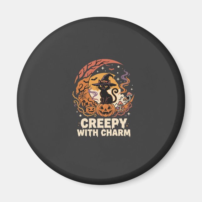 Halloween Creepy Charm Cat Magnet (Front)