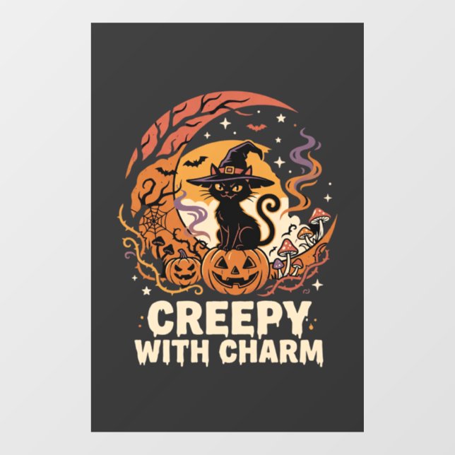 Halloween Creepy Charm Cat Window Cling (Sheet)