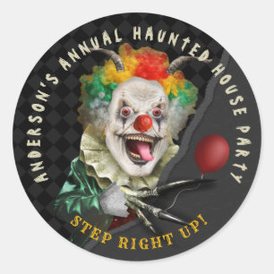 Halloween Creepy Clown Adult Scary Circus Party Classic Round Sticker