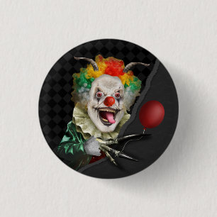 Halloween Creepy Clown Scary Face and Claw Horror 3 Cm Round Badge