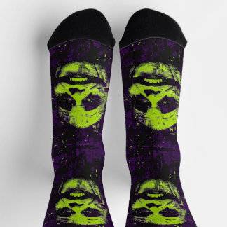 Halloween Creepy Clown Spooky Season Purple Socks