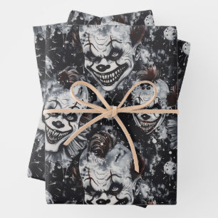 Halloween Creepy Clown Spooky Season Wrapping Paper Sheet