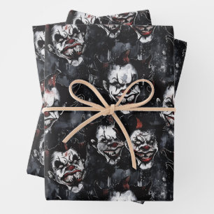 Halloween Creepy Clown Spooky Season Wrapping Paper Sheet