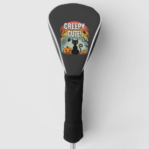 Halloween Creepy Cute Black Cat Pumpkin Design Golf Head Cover