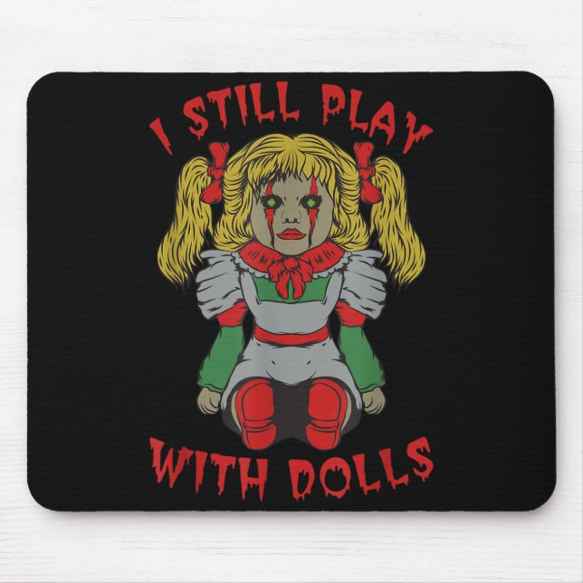 Halloween Creepy Doll - Funny Sarcastic Horror Mouse Mat (Front)