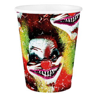 halloween creepy evil horror clown collage paper cup
