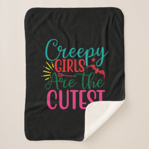 Halloween Creepy Girls Are The Cutest Birthday Sherpa Blanket