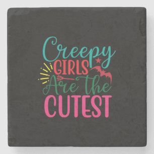 Halloween Creepy Girls Are The Cutest Birthday Stone Coaster