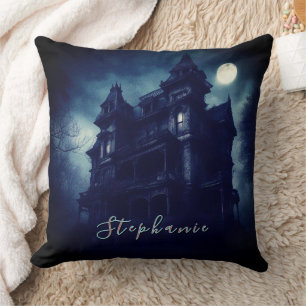 Halloween Creepy Haunted House Fullmoon Cushion