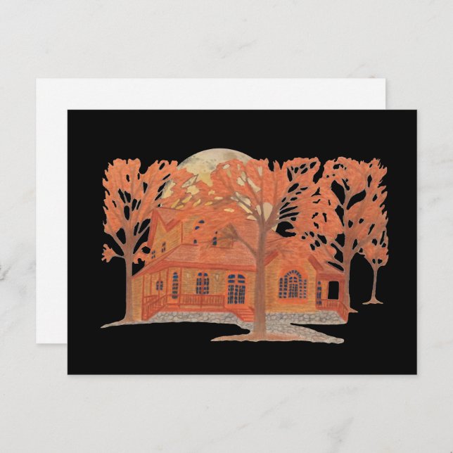 Halloween Creepy Haunted House Postcard (Front/Back)