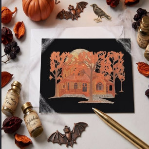 Halloween Creepy Haunted House Postcard