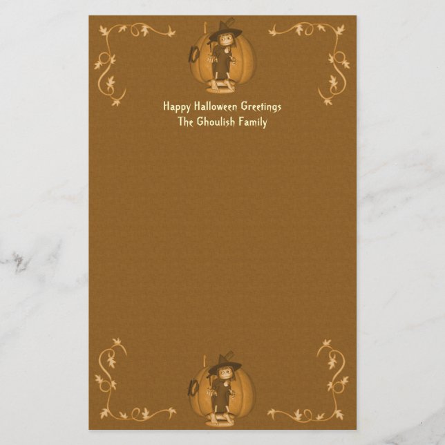 Halloween Creepy Kid Witches Stationery (Front)