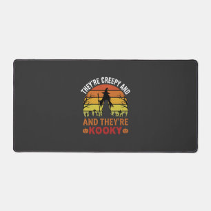Halloween Creepy Kooky Witch Graveyard Retro Desig Desk Mat