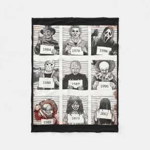 Halloween Creepy Legends Killer Mugshots Horror Fa Fleece Blanket
