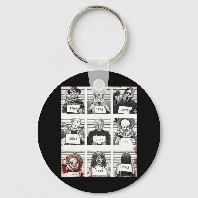Halloween Creepy Legends Killer Mugshots Horror Fa Key Ring (Front)