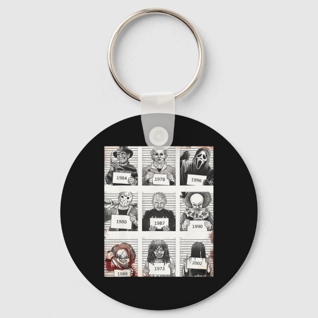 Halloween Creepy Legends Killer Mugshots Horror Fa Key Ring (Front)