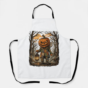 Halloween Creepy Pumpkin Scarecrow Lantern Owl Hau Apron