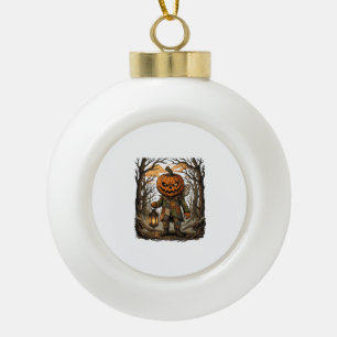Halloween Creepy Pumpkin Scarecrow Lantern Owl Hau Ceramic Ball Christmas Ornament