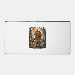 Halloween Creepy Pumpkin Scarecrow Lantern Owl Hau Desk Mat