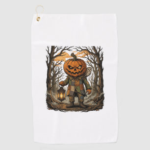 Halloween Creepy Pumpkin Scarecrow Lantern Owl Hau Golf Towel