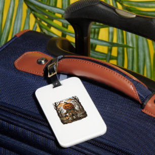 Halloween Creepy Pumpkin Scarecrow Lantern Owl Hau Luggage Tag