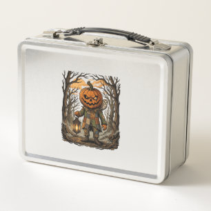 Halloween Creepy Pumpkin Scarecrow Lantern Owl Hau Metal Lunch Box