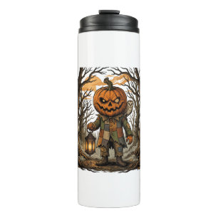 Halloween Creepy Pumpkin Scarecrow Lantern Owl Hau Thermal Tumbler