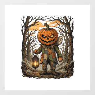 Halloween Creepy Pumpkin Scarecrow Lantern Owl Hau Window Cling