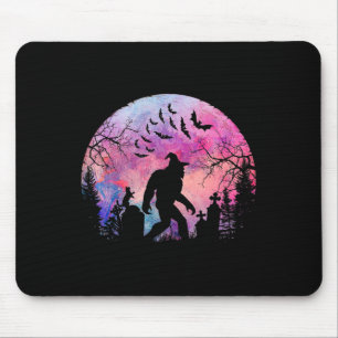 Halloween Creepy Sasquatch In The Cemetery Spooky Mouse Mat