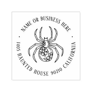 Halloween Creepy Spider Custom Name Return Address Self-inking Stamp