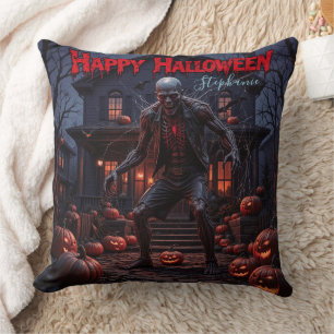 Halloween Creepy Zombie Pumpkin Haunted House Cushion
